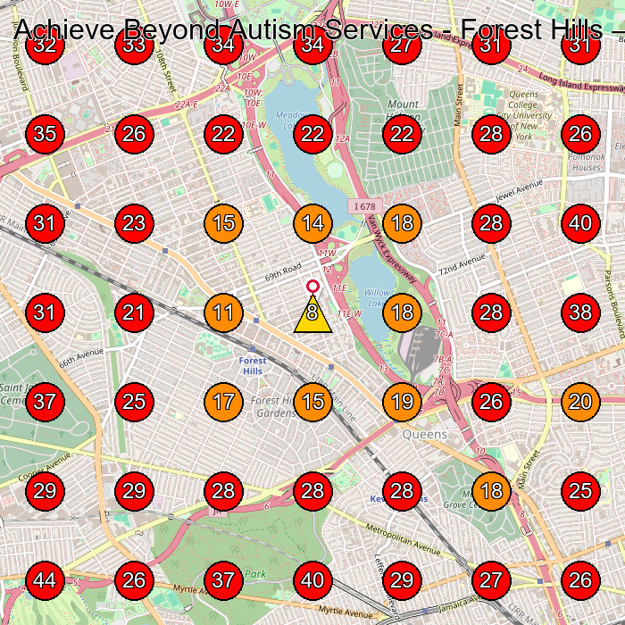 Achieve Beyond Autism Services - Forest Hills GeoGrid visibility map for Dental Clinic in Queens